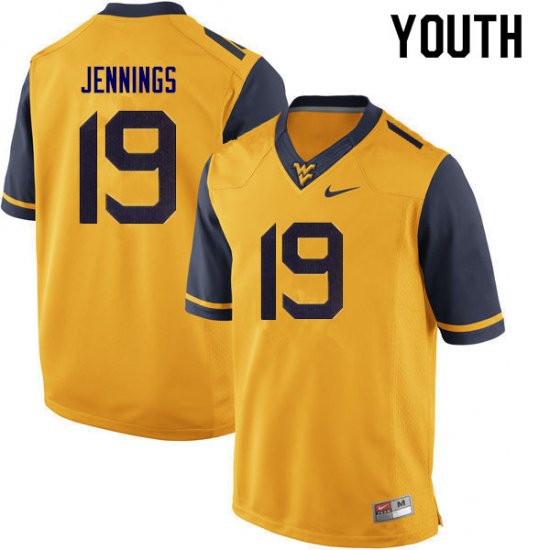 Youth West Virginia Mountaineers NCAA #19 Ali Jennings Gold Authentic Nike Stitched College Football Jersey IM15F84FI